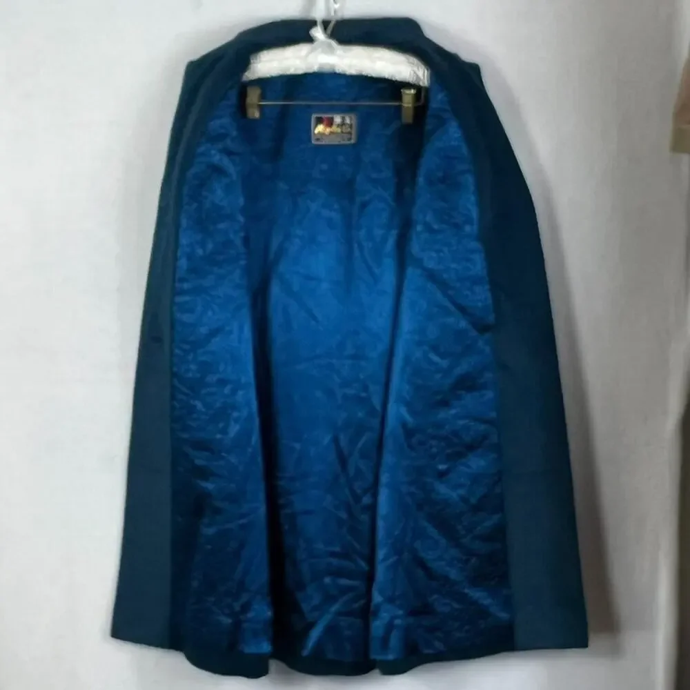 May Lai Co Overcoat Womens S-M Blue Wool Single Breasted Two Button Notch Lapel